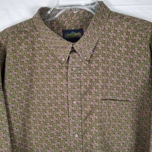 Vintage Specialty Collection Shirt Men's 3XL Button Down Green Medallion Print